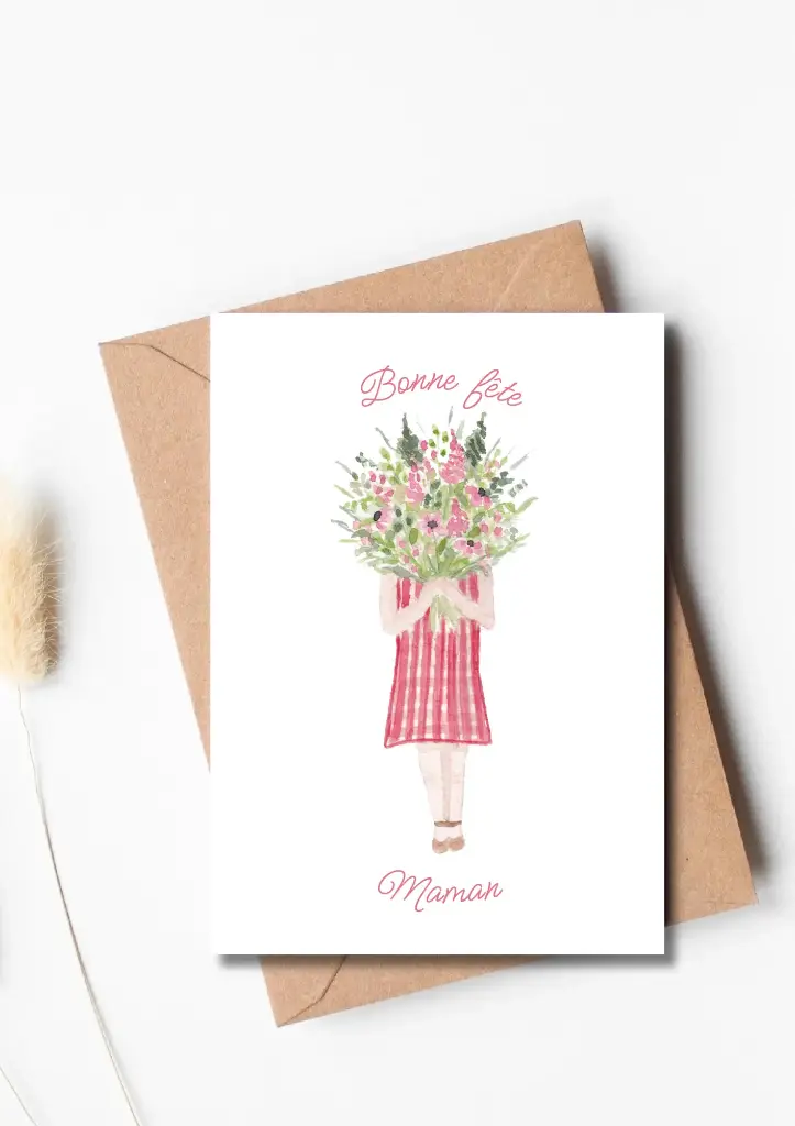 Carte A6 "Bonne fête Maman" Fille