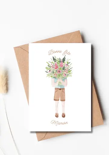 Carte A6 "Bonne fête Maman" garçon
